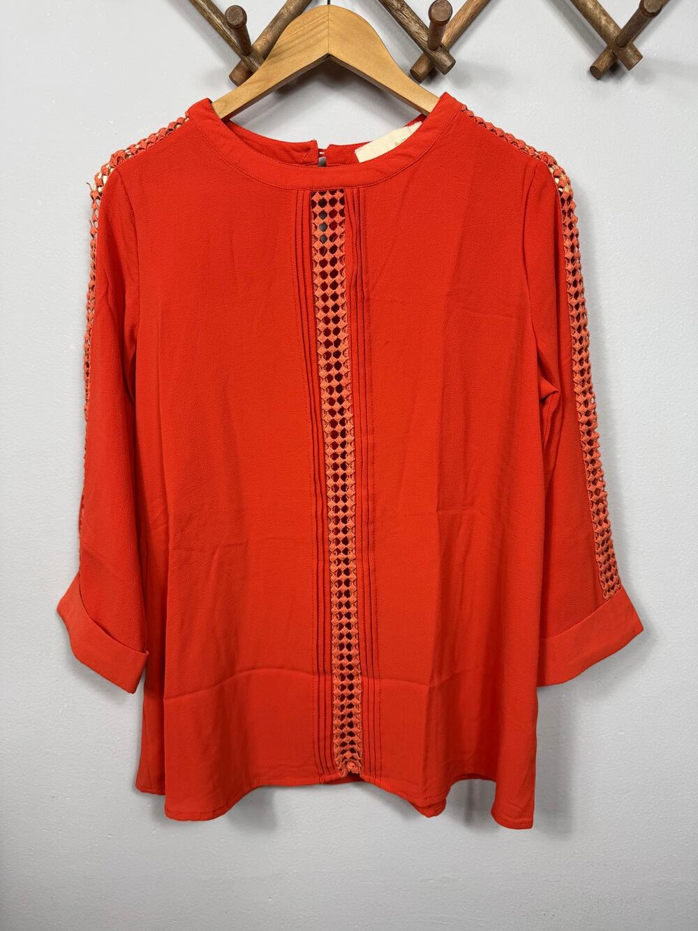 A.Maglia Crochet Panel Blouse in Orange Women's Size M